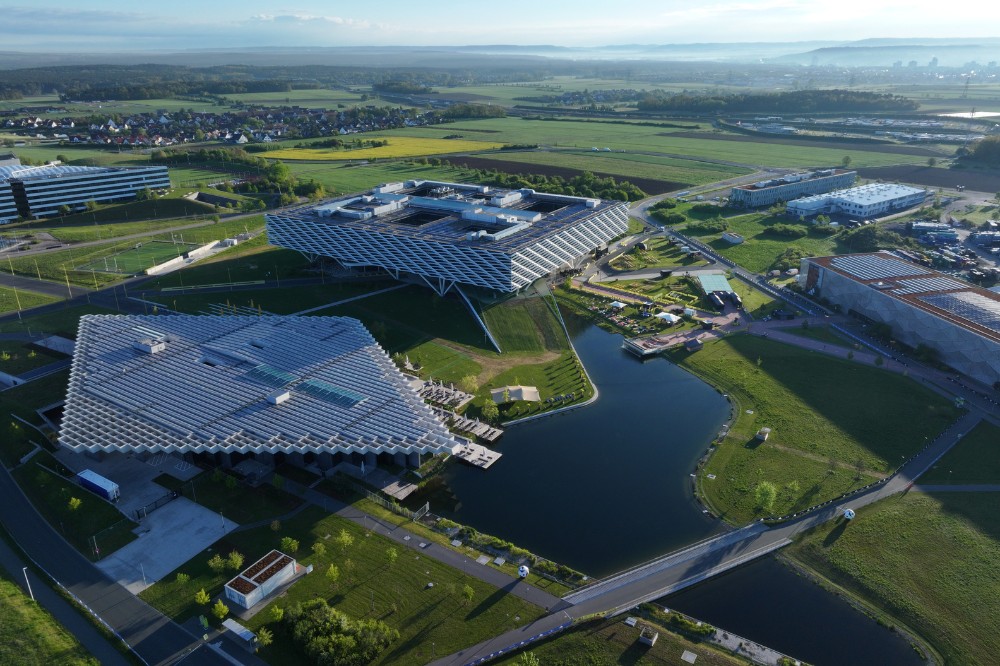 drone shot of adidas global hq