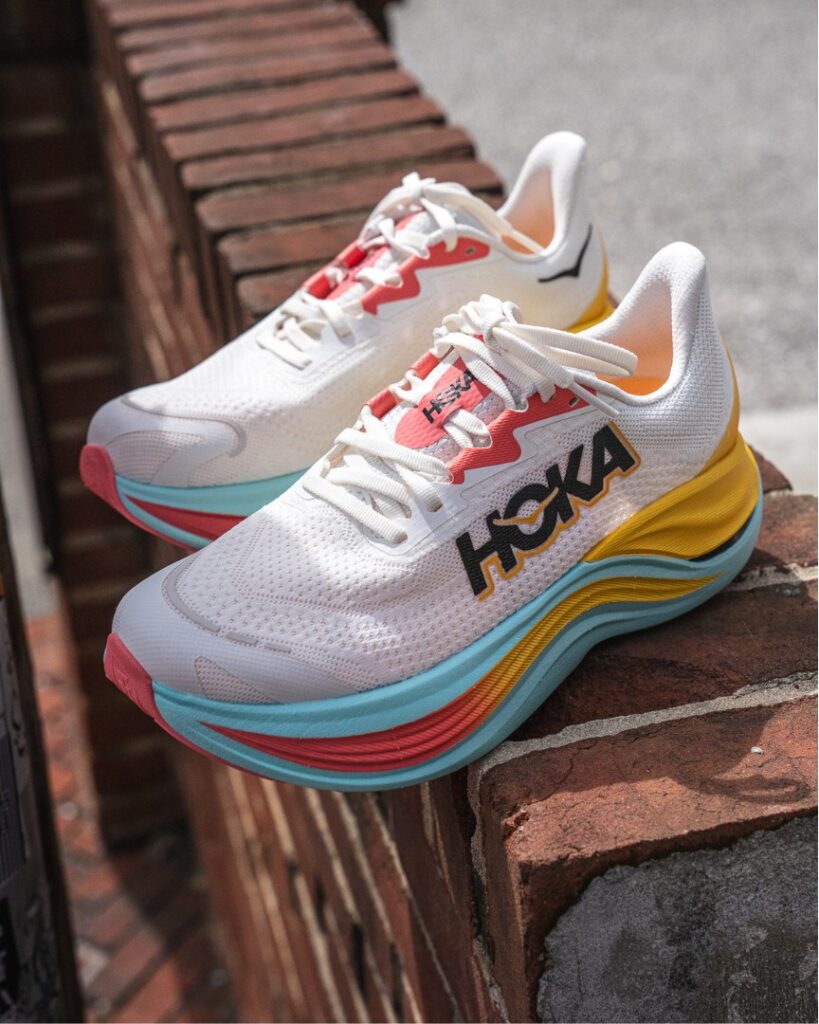 hoka skyward x - shoes on bricks