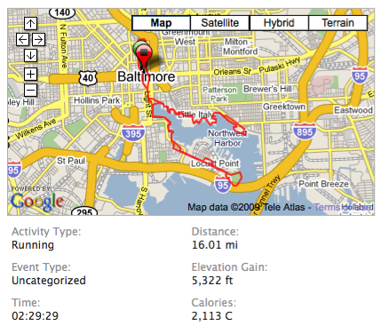 Last Saturday's 16 miler