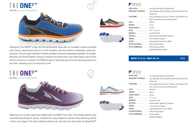 Altra One2 Spec Sheet