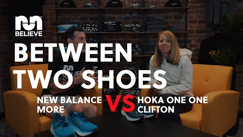 between 2 shoes new balance more v hoka clifton