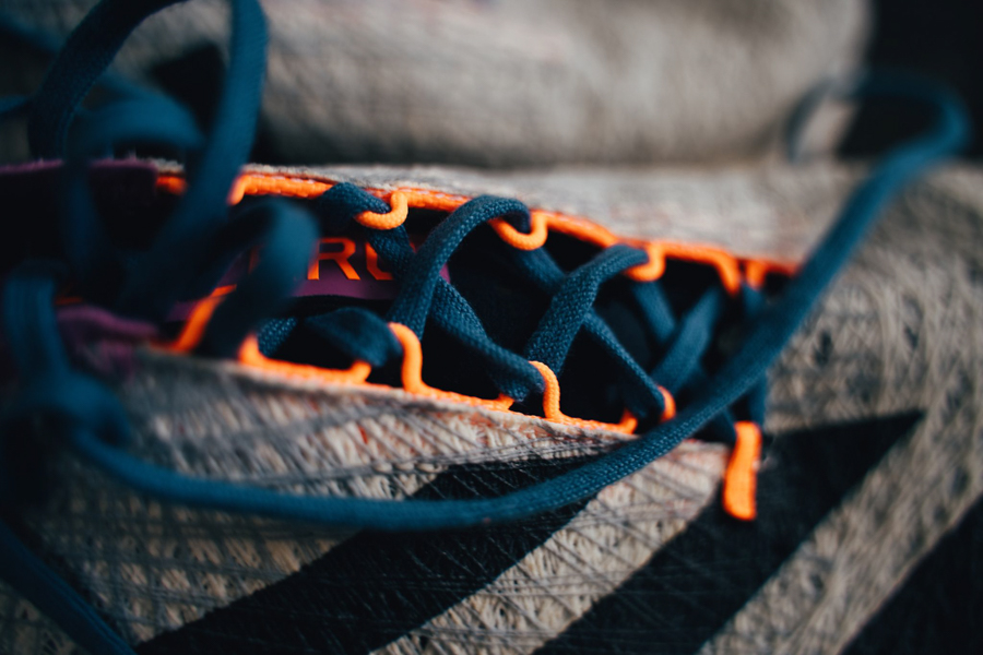 close up of the laces