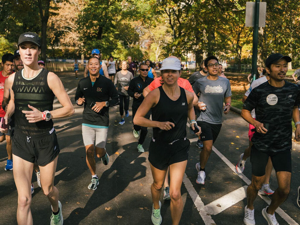 Meghann Featherstun, Ben Johnson, Kofuzi, Meaghan Murray at the shakeout run