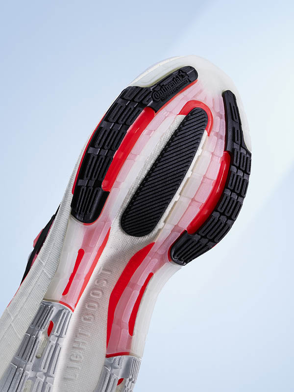 outsole of adidas ultraboost light shoe that looks like a deer hoof