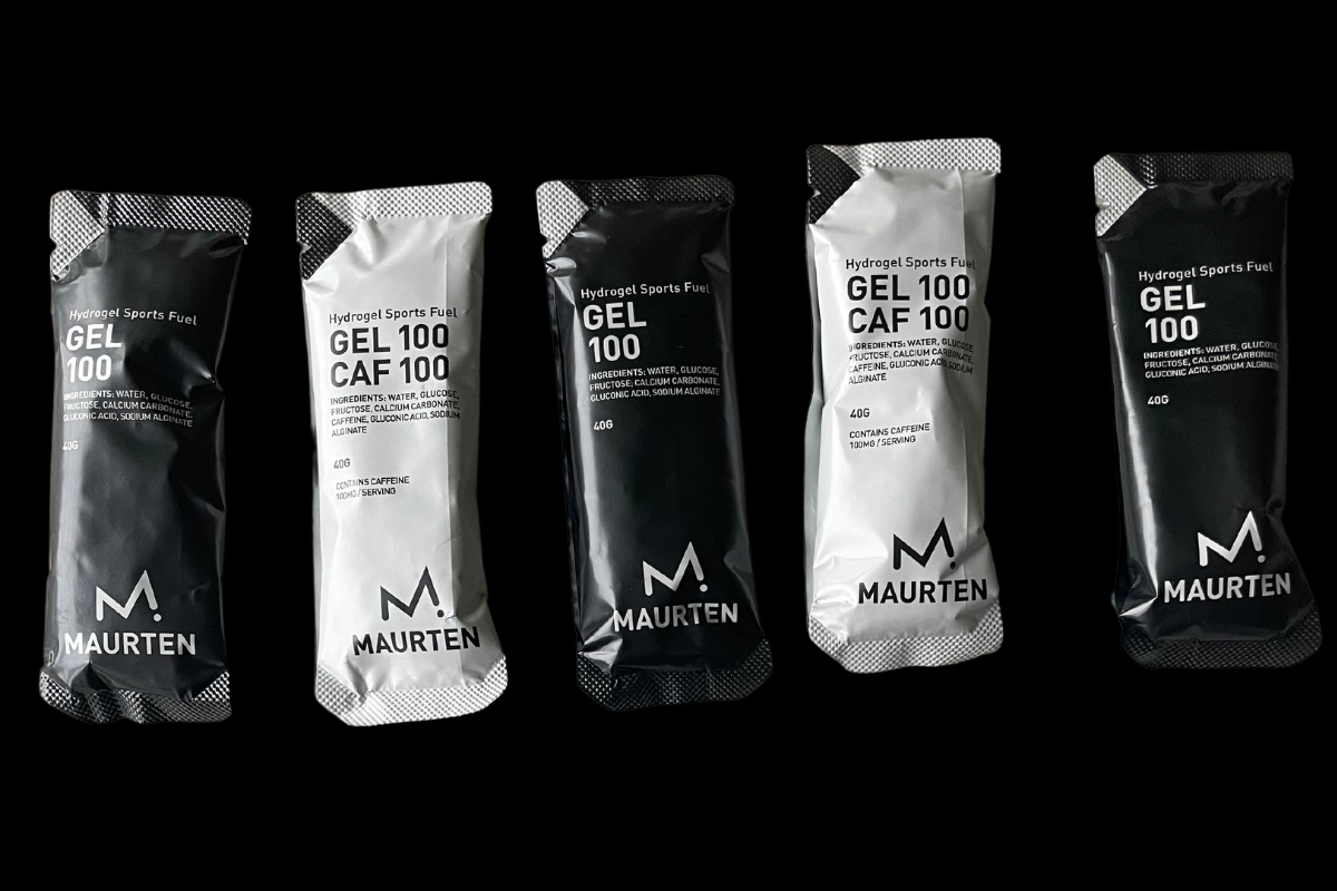 Maurten Gels on a black background