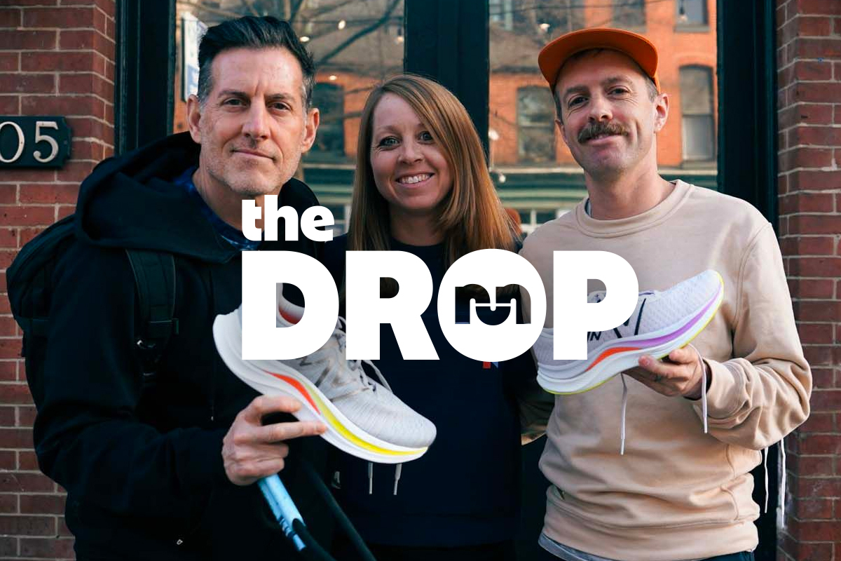 two men and a woman in the center holding a new balance propel v4
