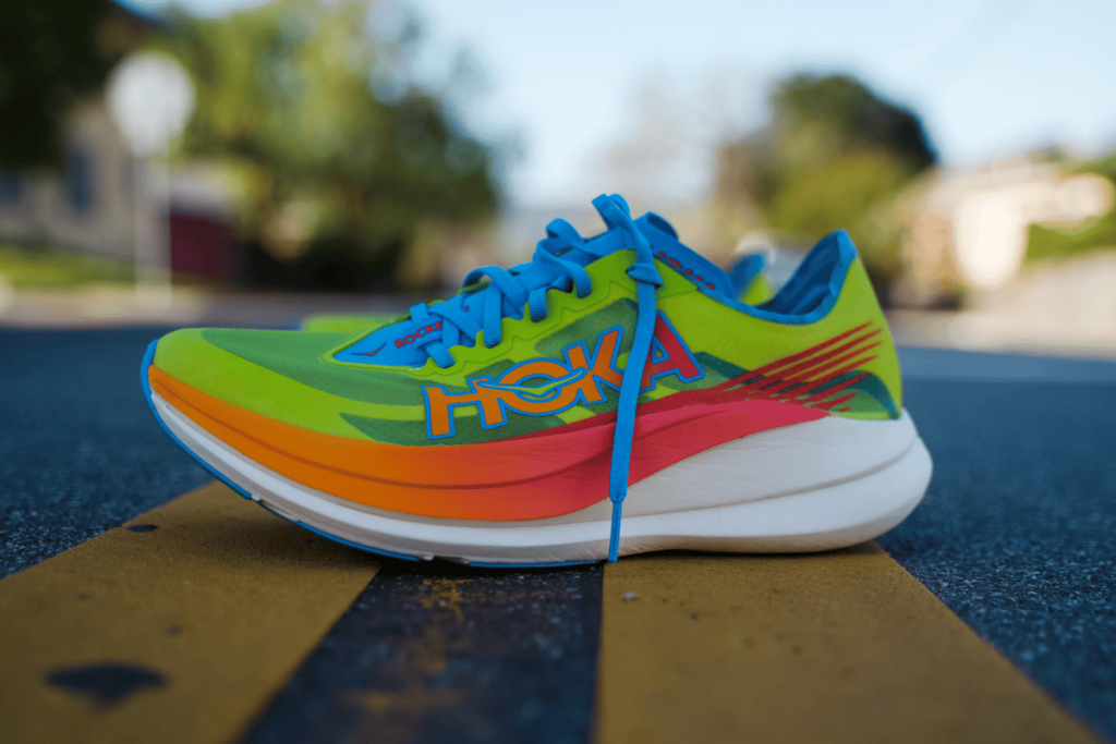 neon yellow prototype version of the hoka rocket x 2
