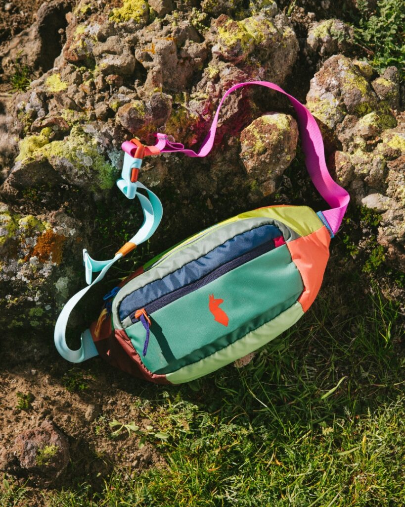 Cotopaxi Kapai 3L Hip Pack - Del Día and Hoka anacapa rocks