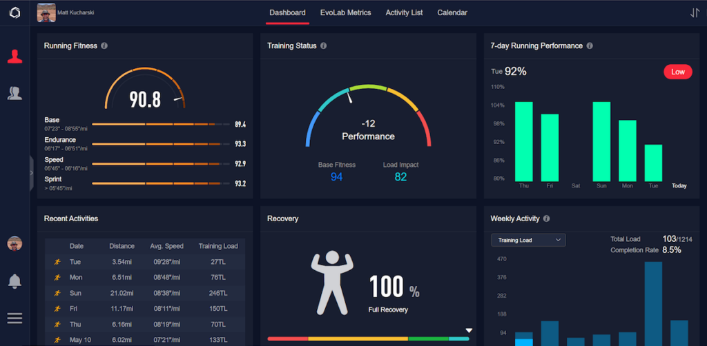 coros training hub screenshot