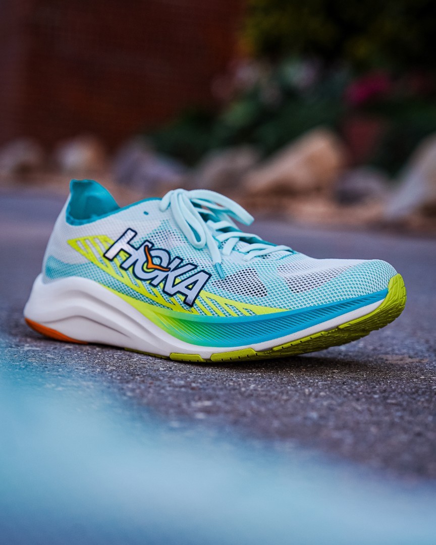 hoka cielo road in yellow and blue
