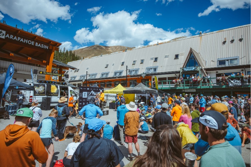 crowd at ski resort