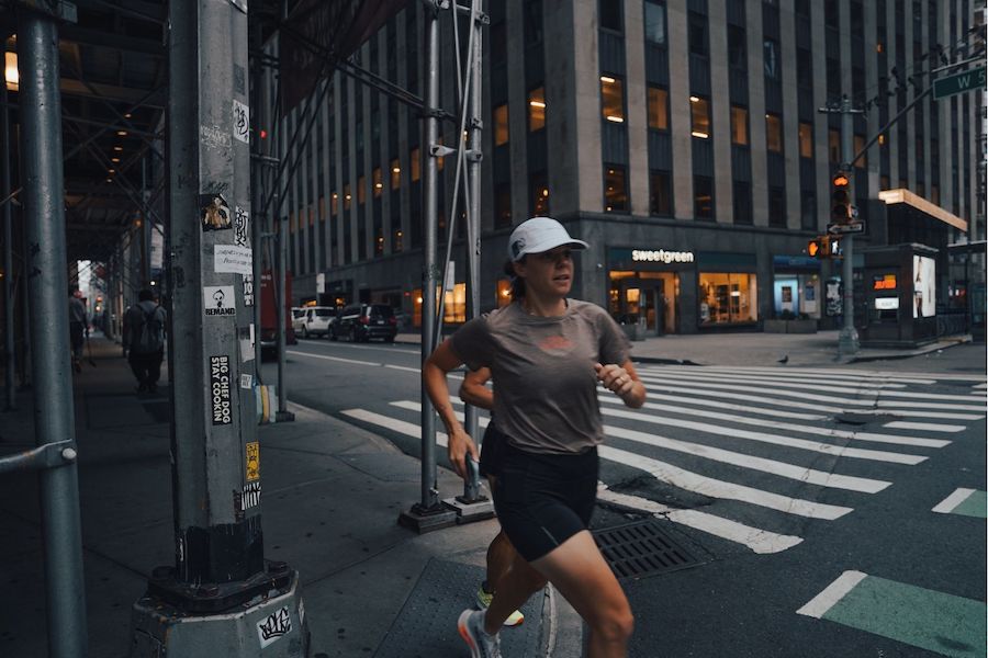 woman running in new york city