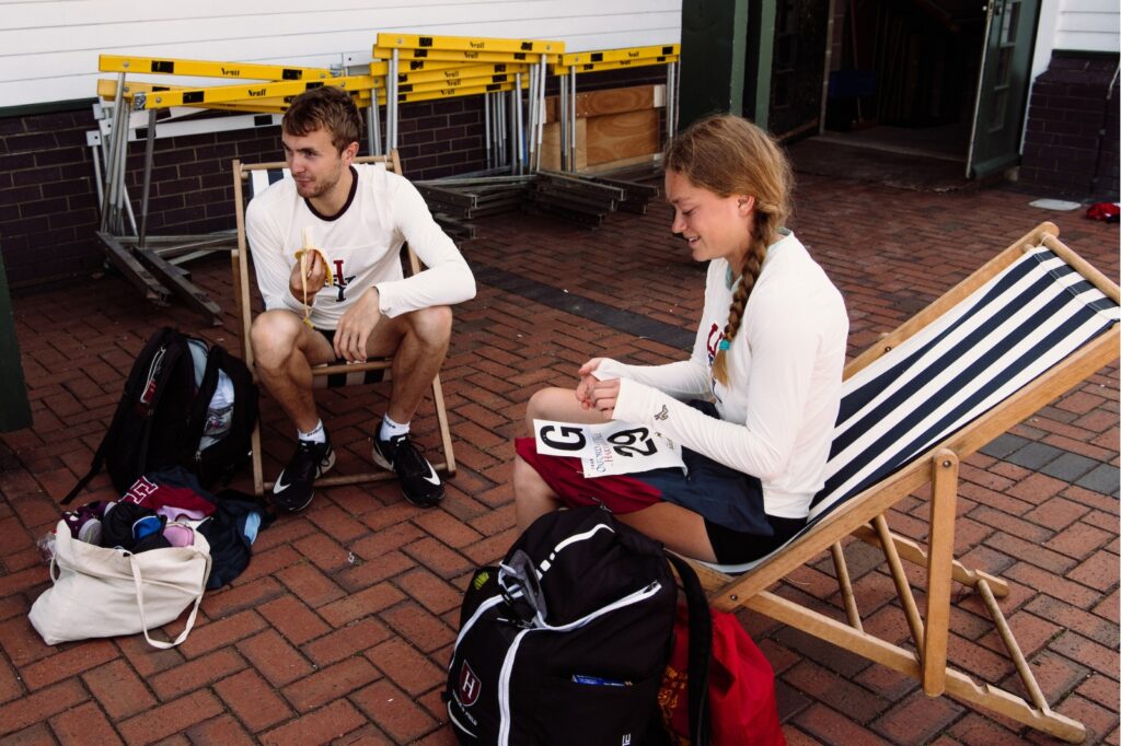 tracksmith varsity club - hanging out