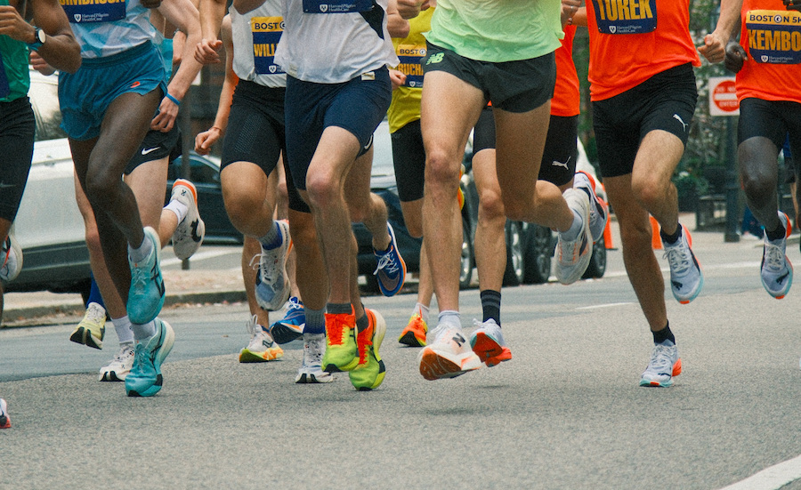 running shoes in race in boston