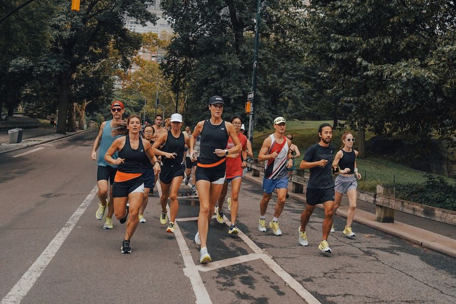 group of runners in central park