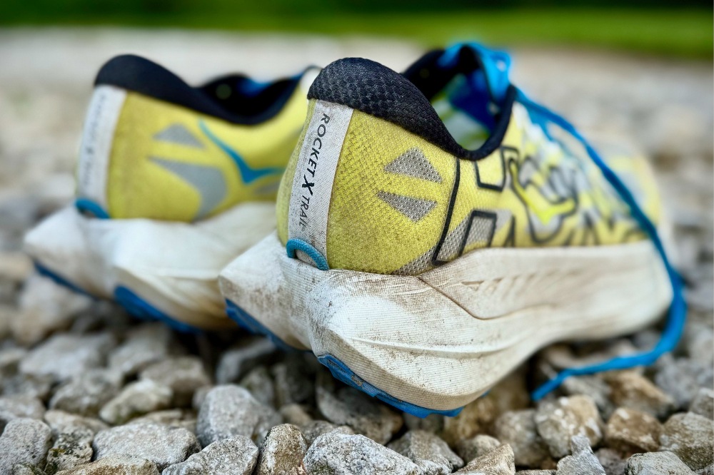 hoka rocket x trail - angled heel