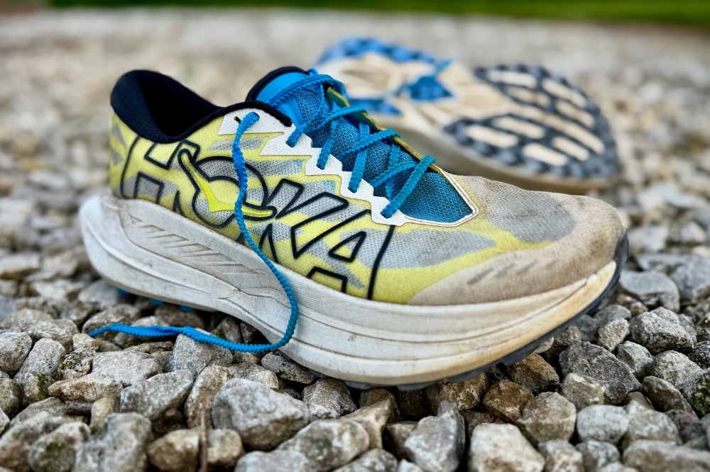 hoka rocket x trail - on stones
